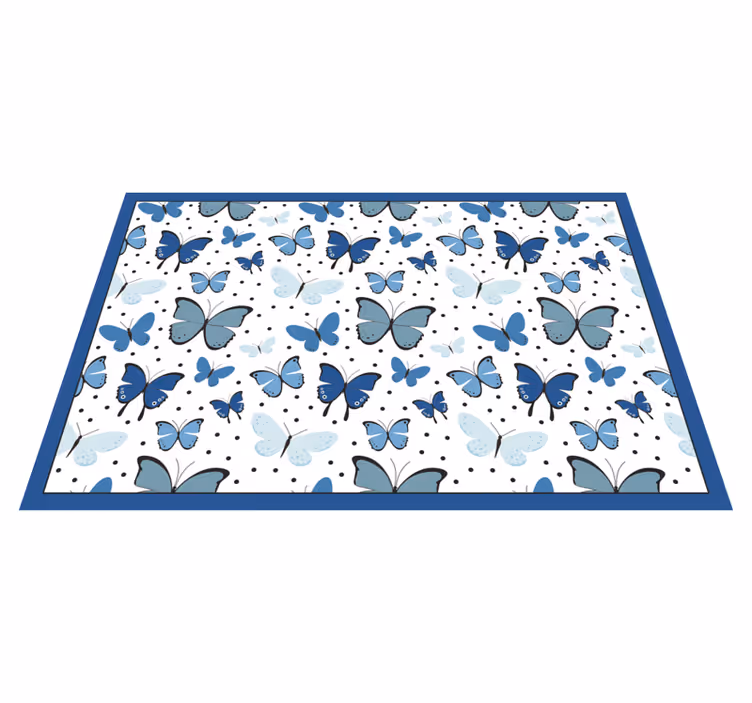 Tapete vinílico flores e plantas padrão de borboleta azul - TenStickers