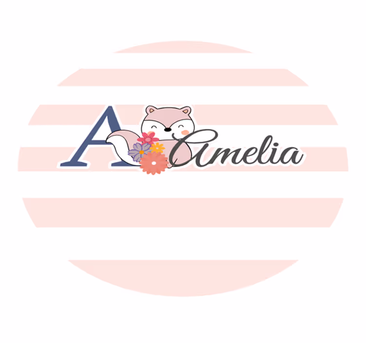 Tapete vinílico com nome design de raposa personalizável - TenStickers
