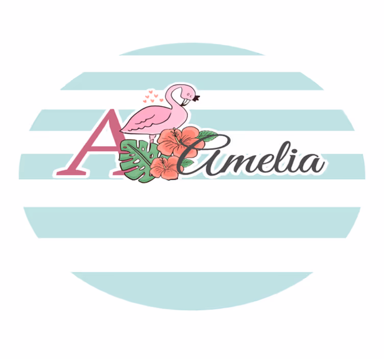 Tapete vinílico com nome decoração de flamingo - TenStickers