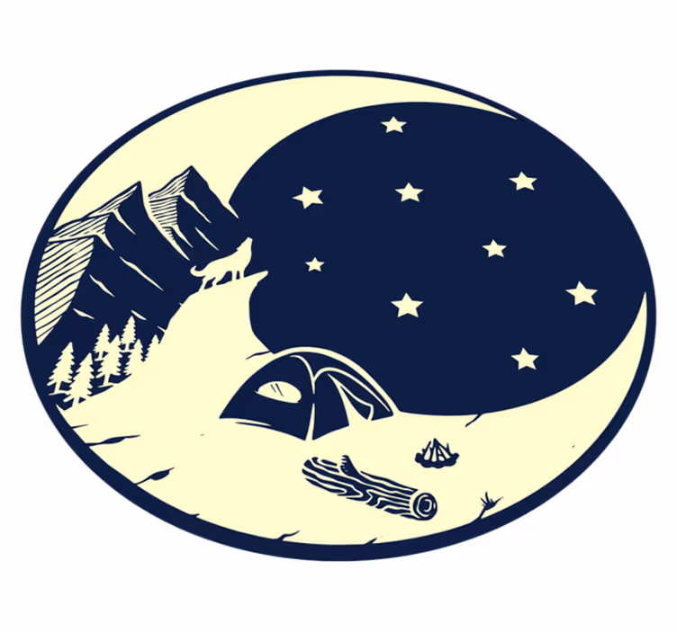Tapete vinílico natureza cena de acampamento ao luar - TenStickers