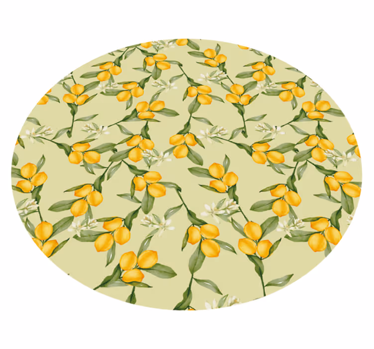 Tapete vinílico cozinha padrão de flor cítrica - TenStickers
