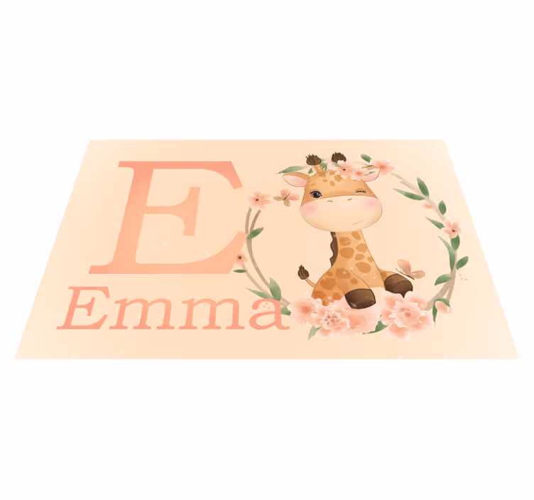 Tapete vinílico com nome arte encantadora de girafa - TenStickers