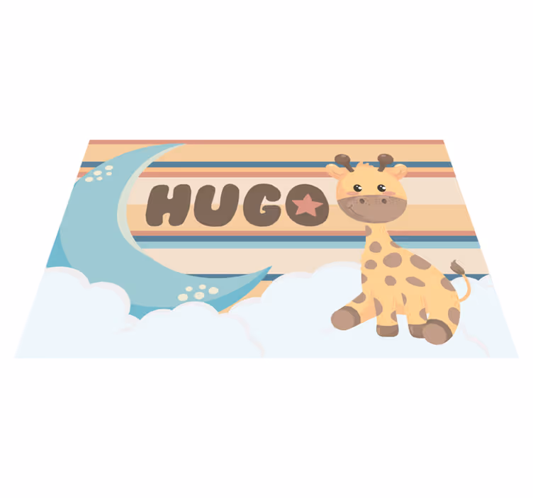 Tapete vinílico com nome design de girafa - TenStickers