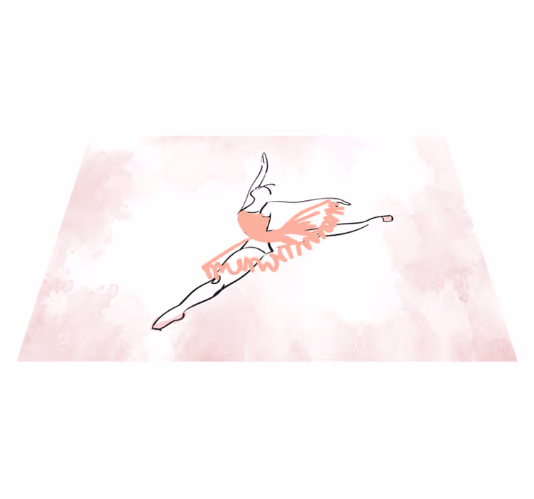 Bailarina dançando linha arte infantil tapete de vinil - TenStickers