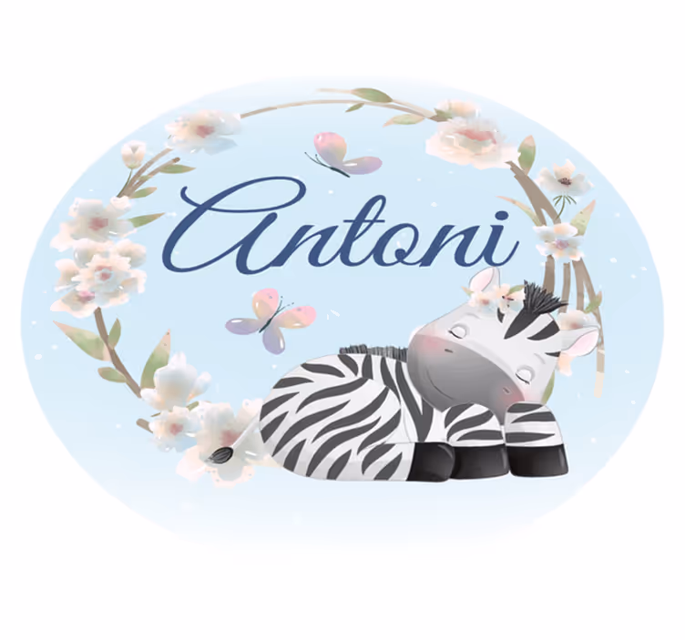 Tapete vinílico para bebés zebra bebê com nome - TenStickers