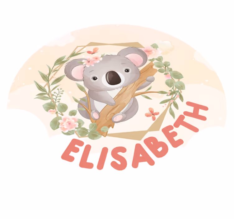 Tapete vinílico com nome arte de koala adorável - TenStickers