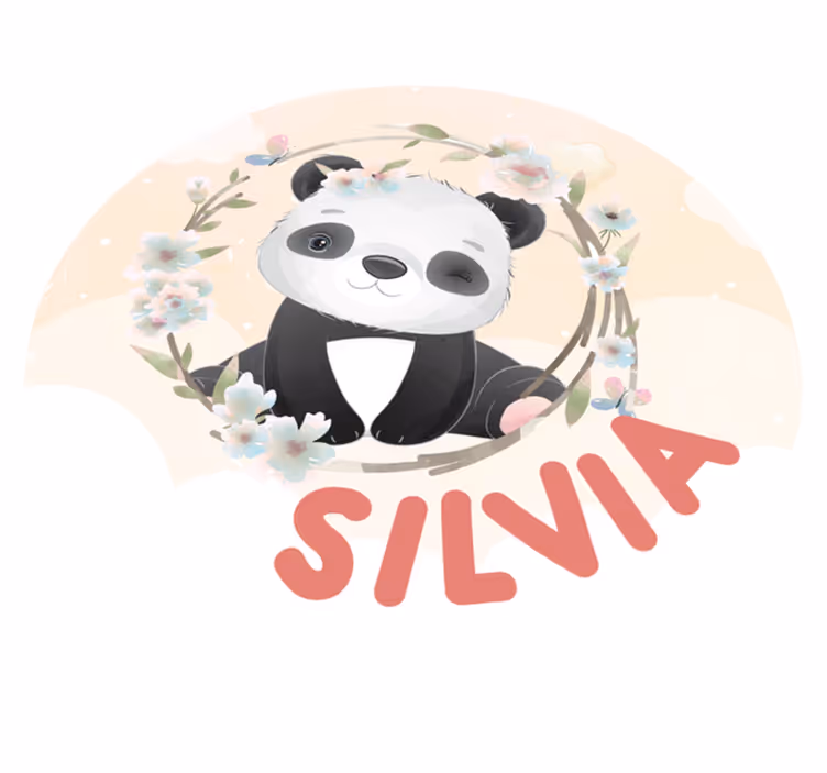 Tapete vinílico com nome arte do panda adorável - TenStickers