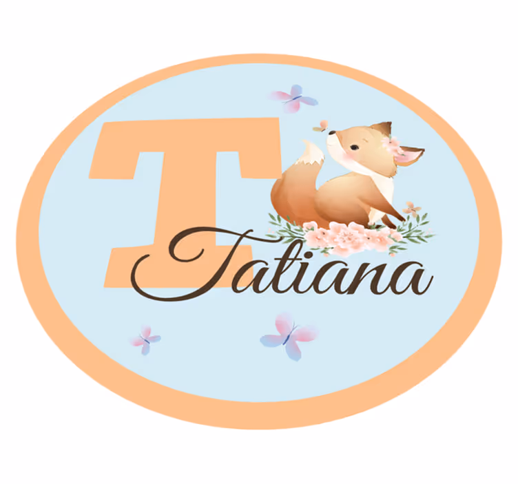 Tapete vinílico com nome ilustração de raposa adorável - TenStickers