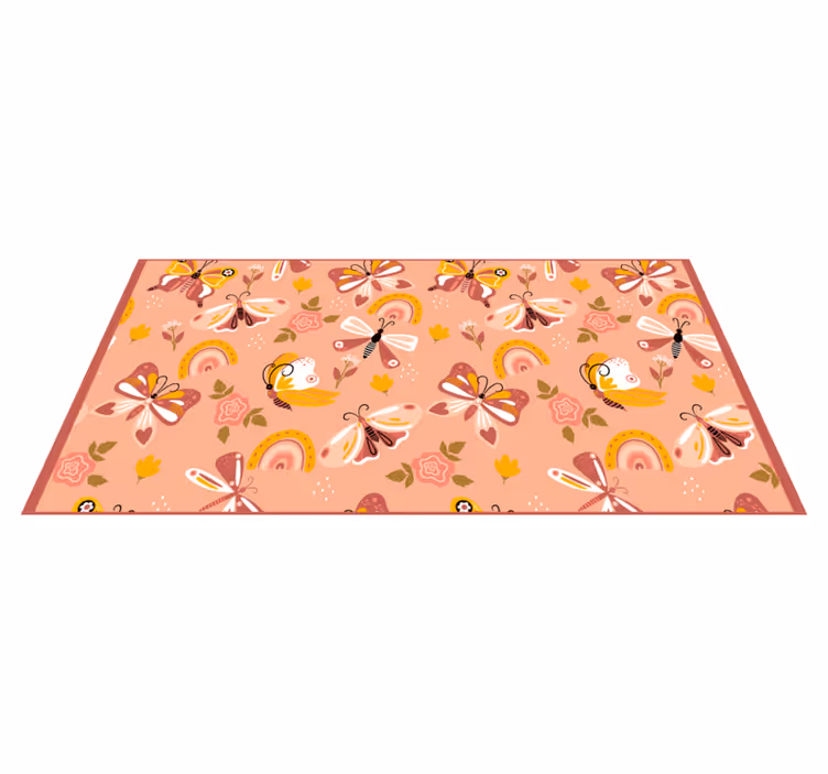 Tapete vinílico para bebés borboletas florais coloridas - TenStickers