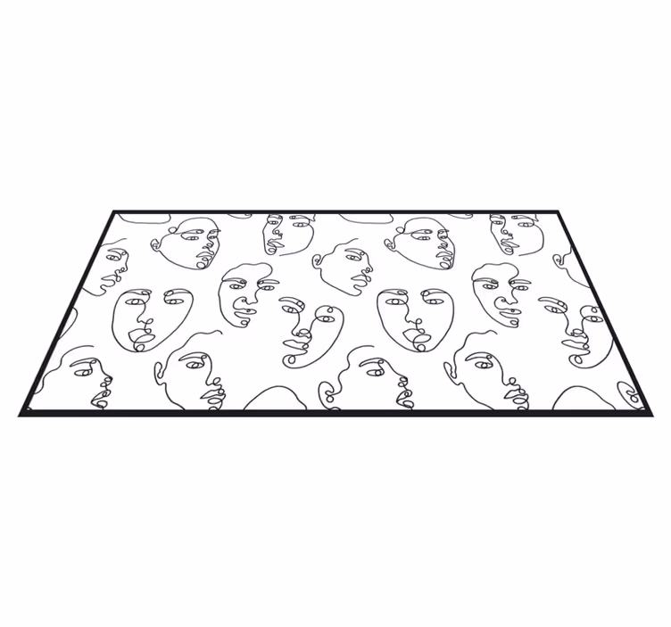 Tapete vinílico mosaico rostos de arte de linha - TenStickers