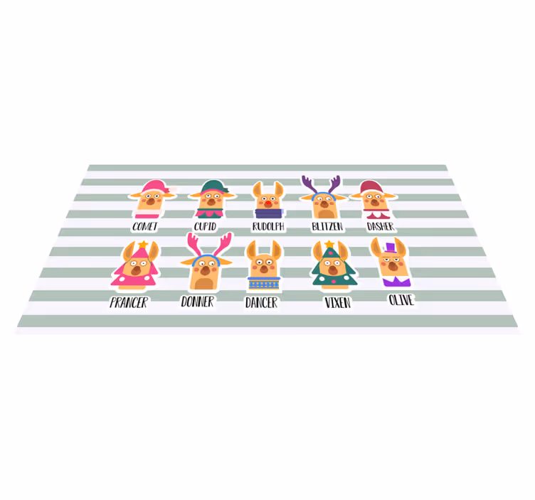 Tapete vinílico do Natal coleção de personagens de renas - TenStickers