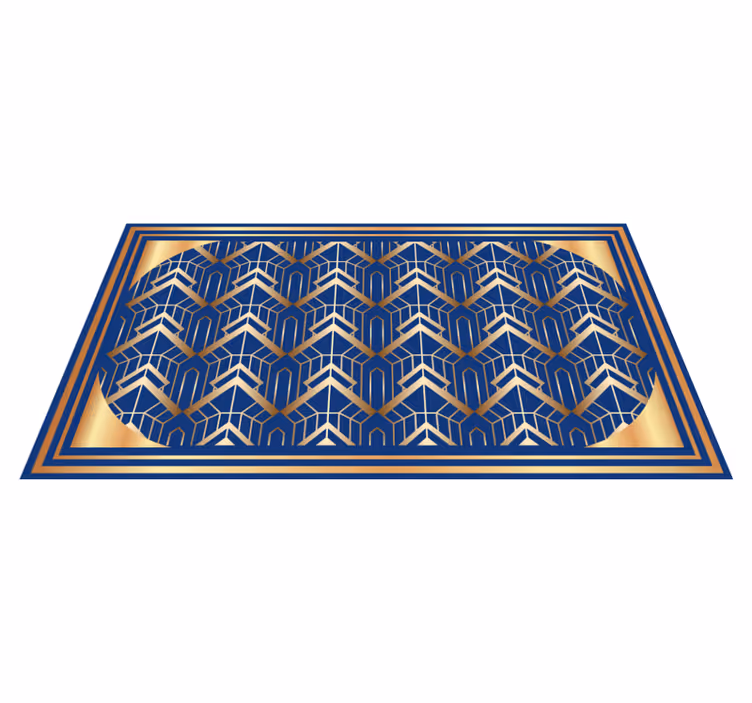 Tapetes geométricos em azul e dourado deco arte moderna - TenStickers