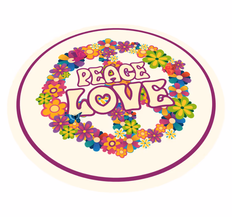 Tapete vinílico flores e plantas mensagem pacífica - TenStickers