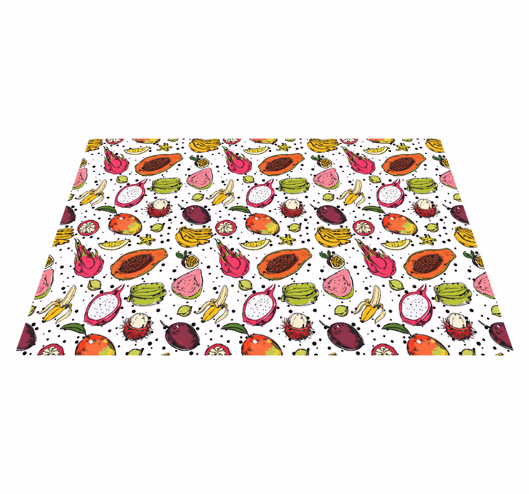 Tapete vinílico flores e plantas padrão de frutas tropicais - TenStickers