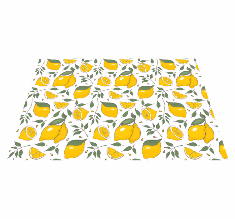 Tapete vinílico cozinha padrão floral de limão - TenStickers