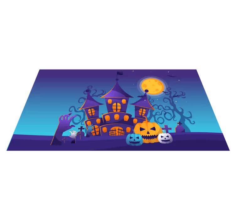Tapete vinílico halloween cena de castelo mal-assombrado - TenStickers
