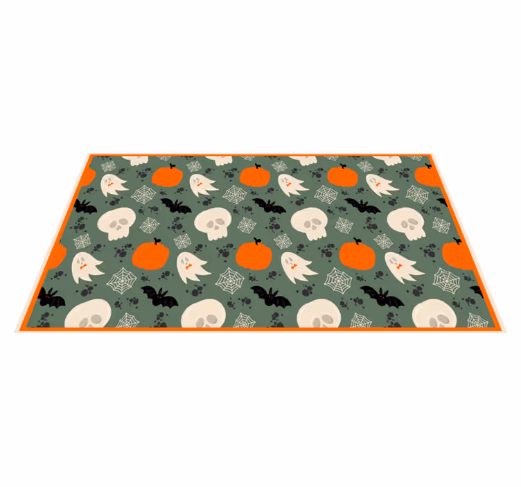 Tapete vinílico halloween padrão de abóbora assustador - TenStickers
