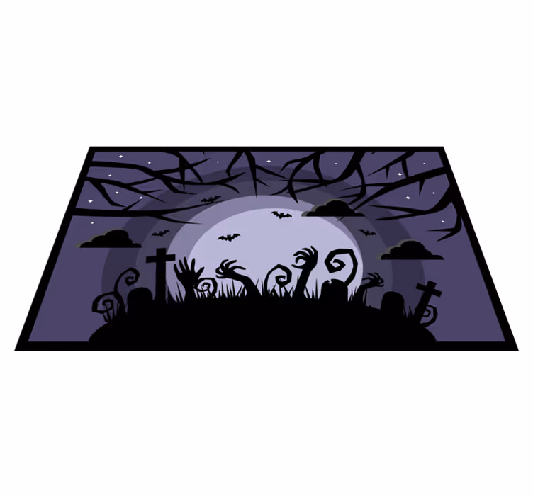Tapete vinílico halloween cena assustadora de cemitério - TenStickers