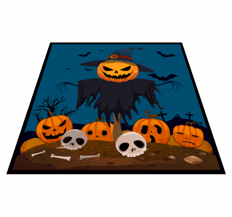 Tapete vinílico halloween cena assustadora de abóbora - TenStickers
