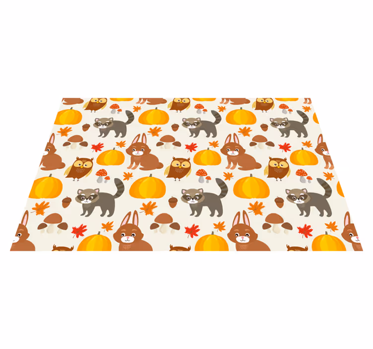 Tapete vinílico para bebés personagens animais do outono - TenStickers