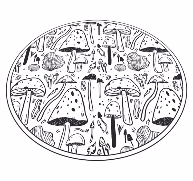 Tapete vinílico natureza fungos pretos e brancos - TenStickers