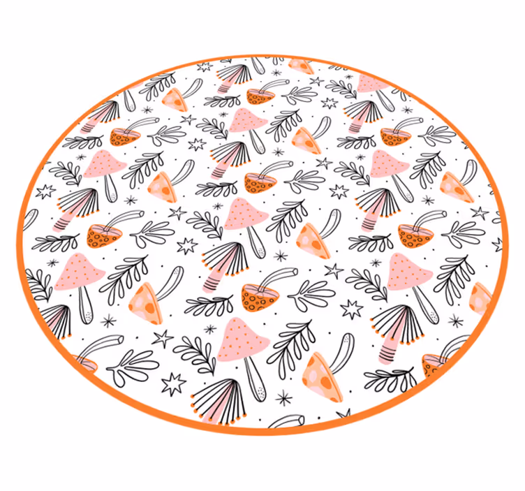 Tapete vinílico flores e plantas motivo de cogumelo nórdico - TenStickers