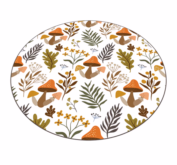 Tapete vinílico flores e plantas com estampa de cogumelos - TenStickers