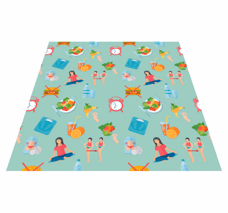 Tapete em vinil infantil ícones de estilo de vida saudável - TenStickers