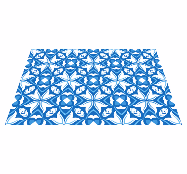 Tapete vinílico azulejos motivo de flor azul - TenStickers