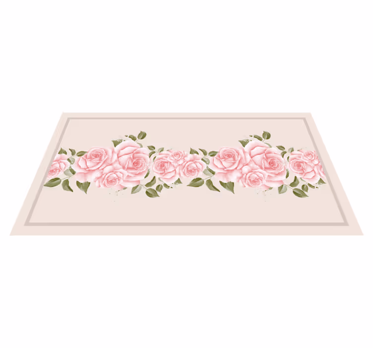 Tapete vinílico flores e plantas borda de rosa rosa - TenStickers