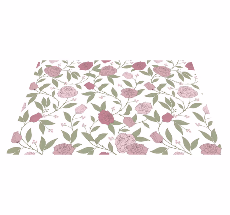 Tapete vinílico flores e plantas padrão de jardim elegante - TenStickers