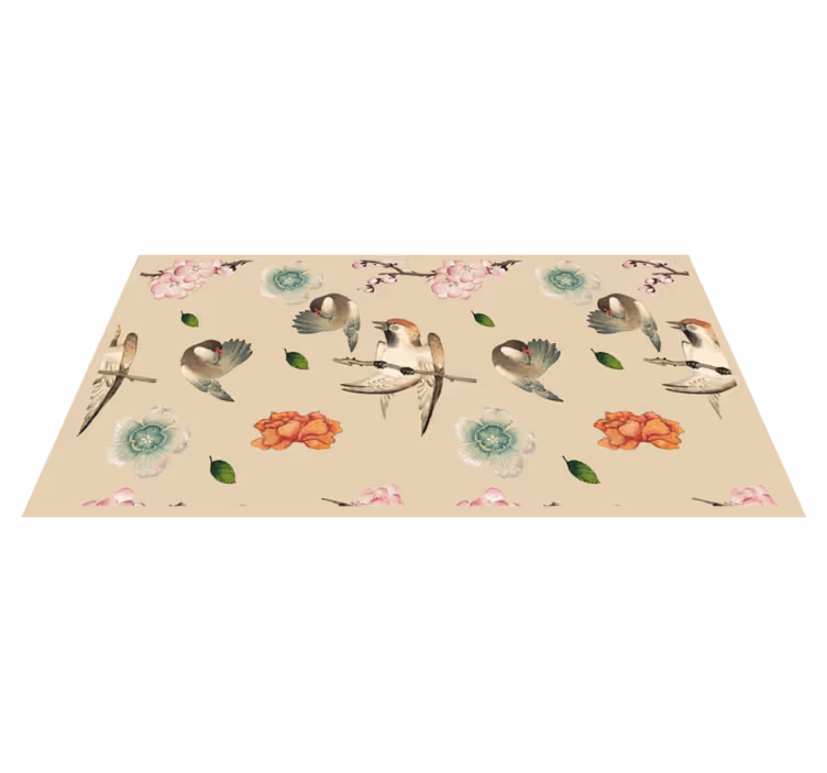 Tapete vinílico de animais pássaros e flores - TenStickers