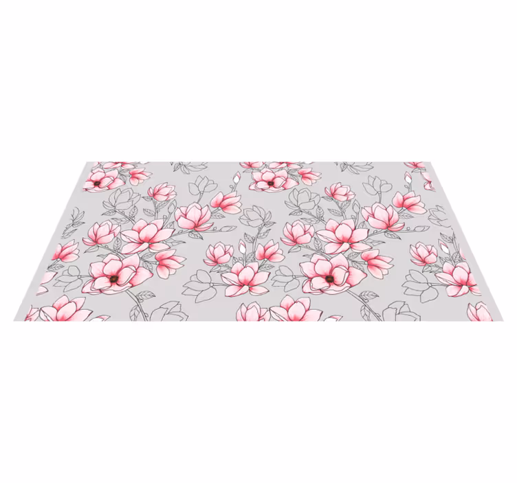 Tapete vinílico flores e plantas padrão de flor rosa - TenStickers