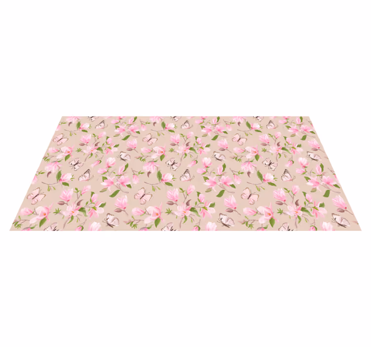 Tapete vinílico flores e plantas tema borboleta florescendo - TenStickers