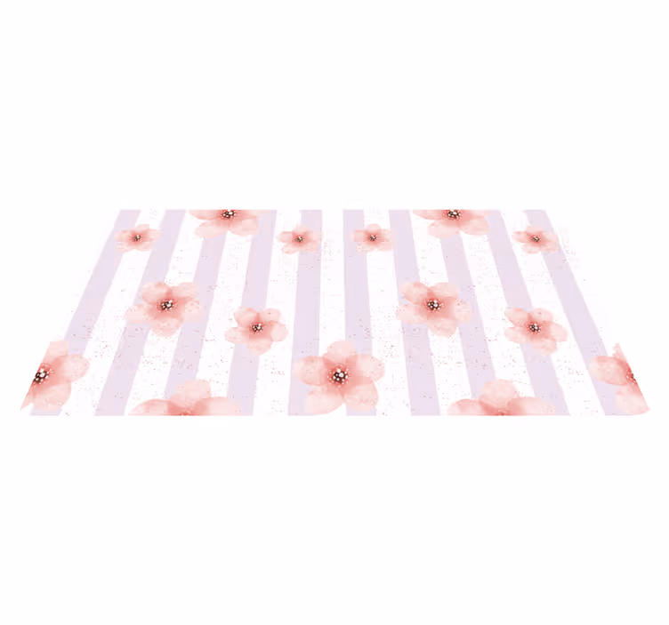 Tapete vinílico flores e plantas listras rosa - TenStickers