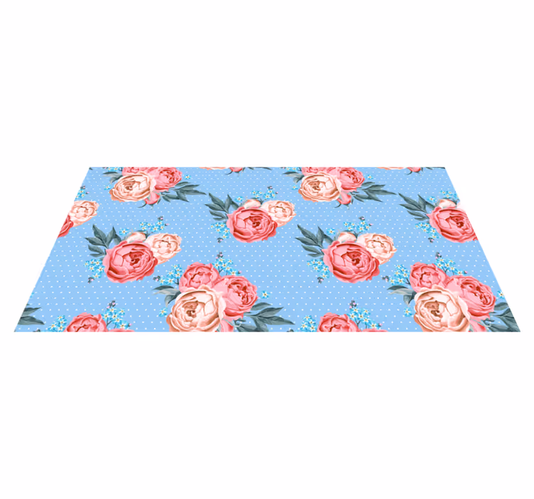 Tapete vinil azul padrão de bolinhas florais - TenStickers