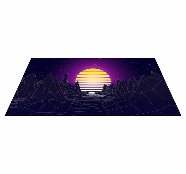 Tapete vinílico moderno paisagem futurista retrô - TenStickers