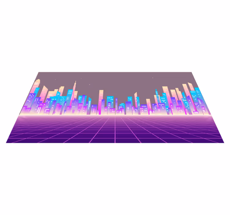 Tapete vinílico moderno horizonte de paisagem urbana de néon - TenStickers