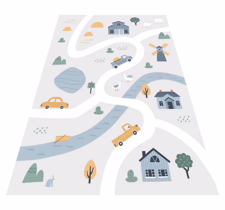 Tapete vinílico de estradas projeto lúdico de estrada - TenStickers