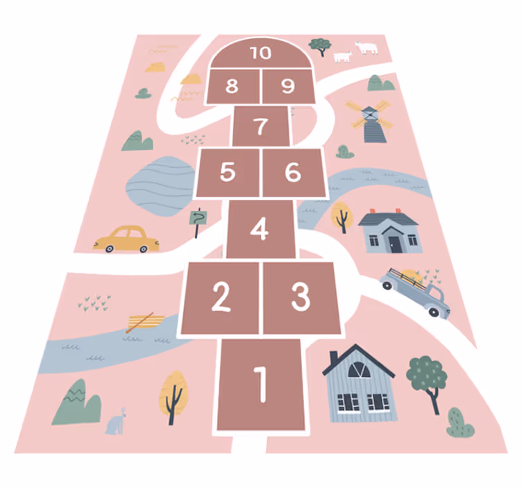 Esteira de jogo de bebê rosa amarelinha - TenStickers