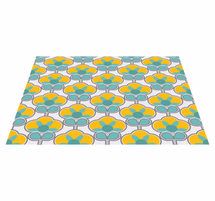 Tapete vinílico flores e plantas padrão floral geométrico - TenStickers