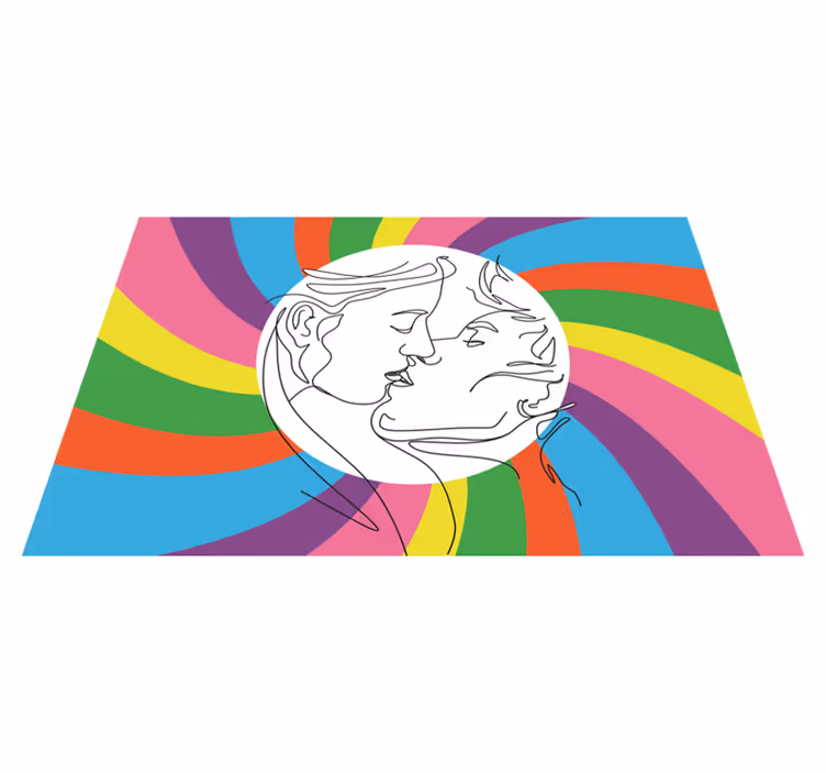 Tapete em vinil infantil silhueta de beijo colorida - TenStickers