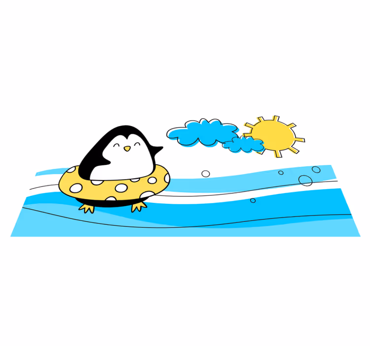 Tapete vinílico infantis ilustração de pinguim brincalhão - TenStickers