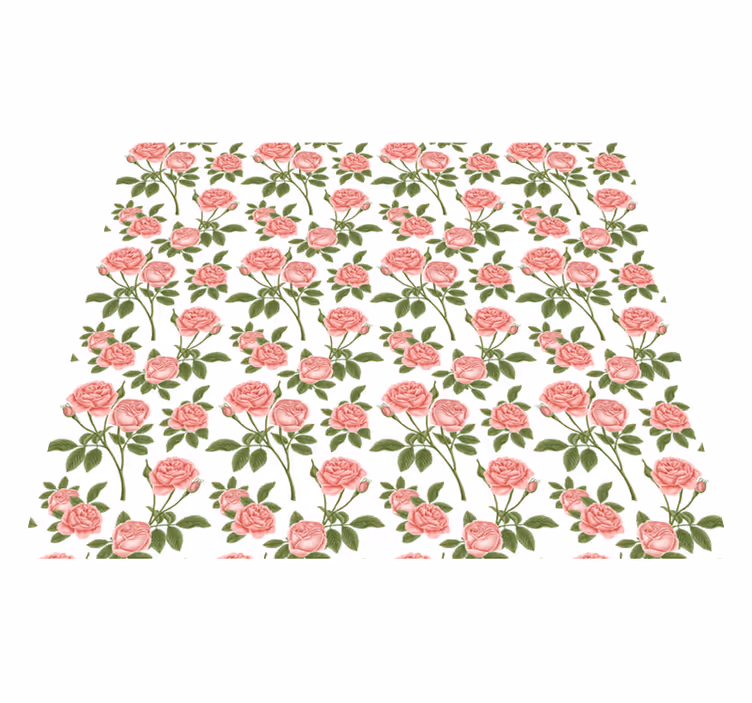 Tapete vinílico de flores e plantas padrão de rosa botânica - TenStickers