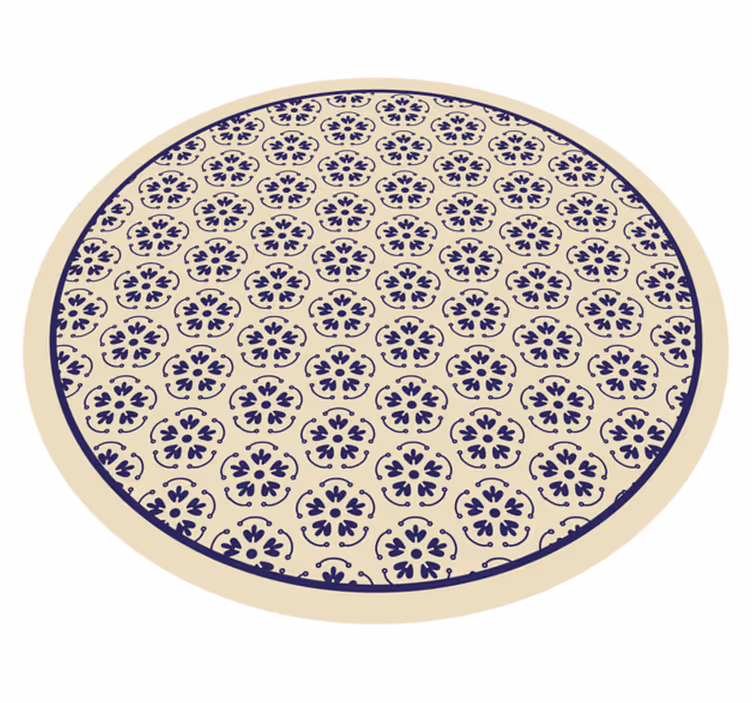 Tapete vinílico flores e plantas padrão de mosaico circular - TenStickers