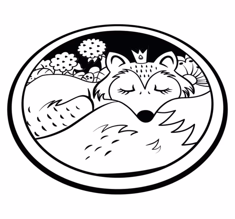 Tapete vinílico animais círculo de raposa adormecida - TenStickers