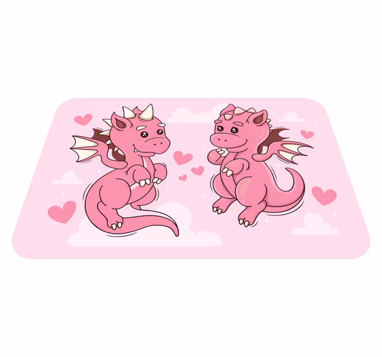 Tapete vinílico infantil dupla brincalhona de dragões - TenStickers