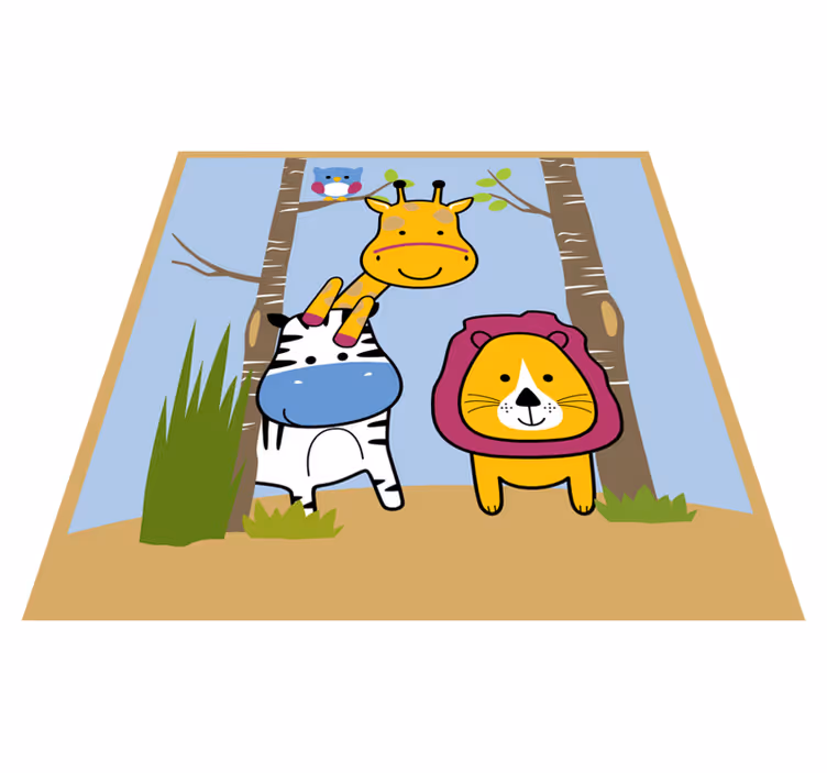 Tapete vinílico infantil personagens animais - TenStickers