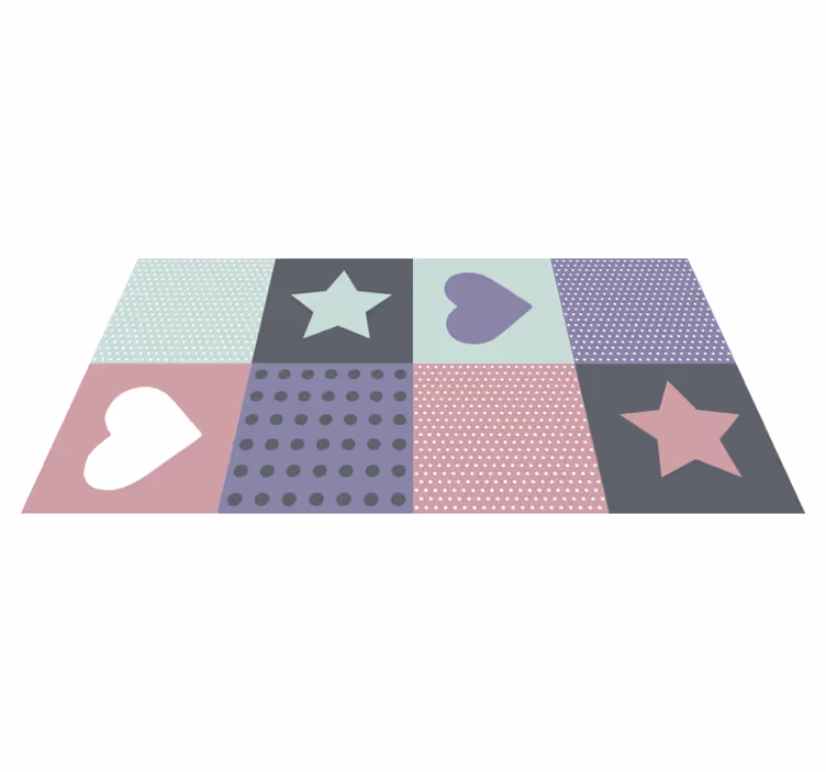 Tapete vinílico infantil estrela de coração de retalhos - TenStickers