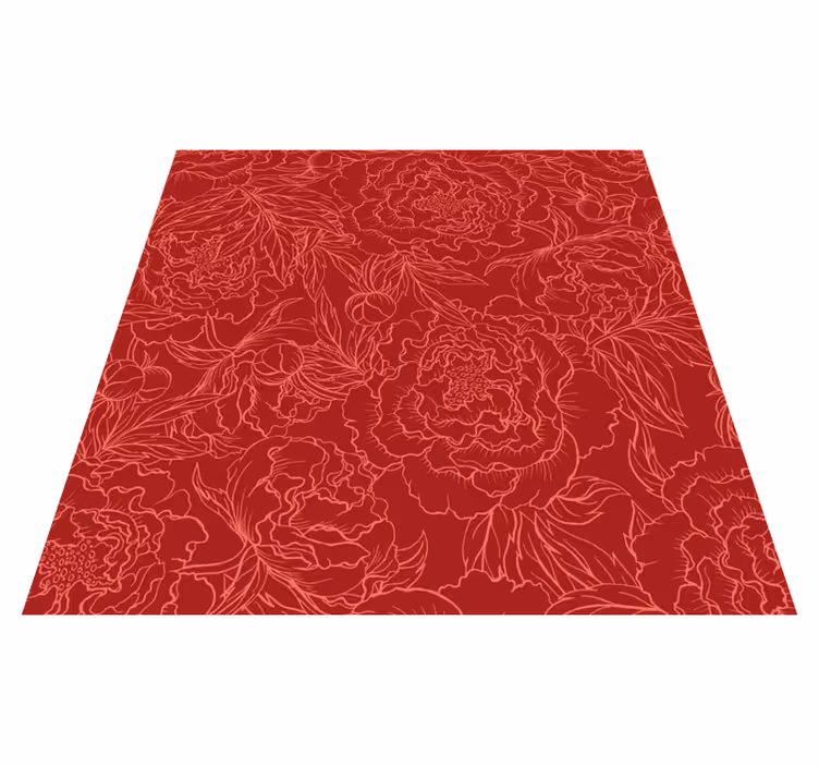 Tapete vinílico flores e plantas padrão floral vermelho - TenStickers